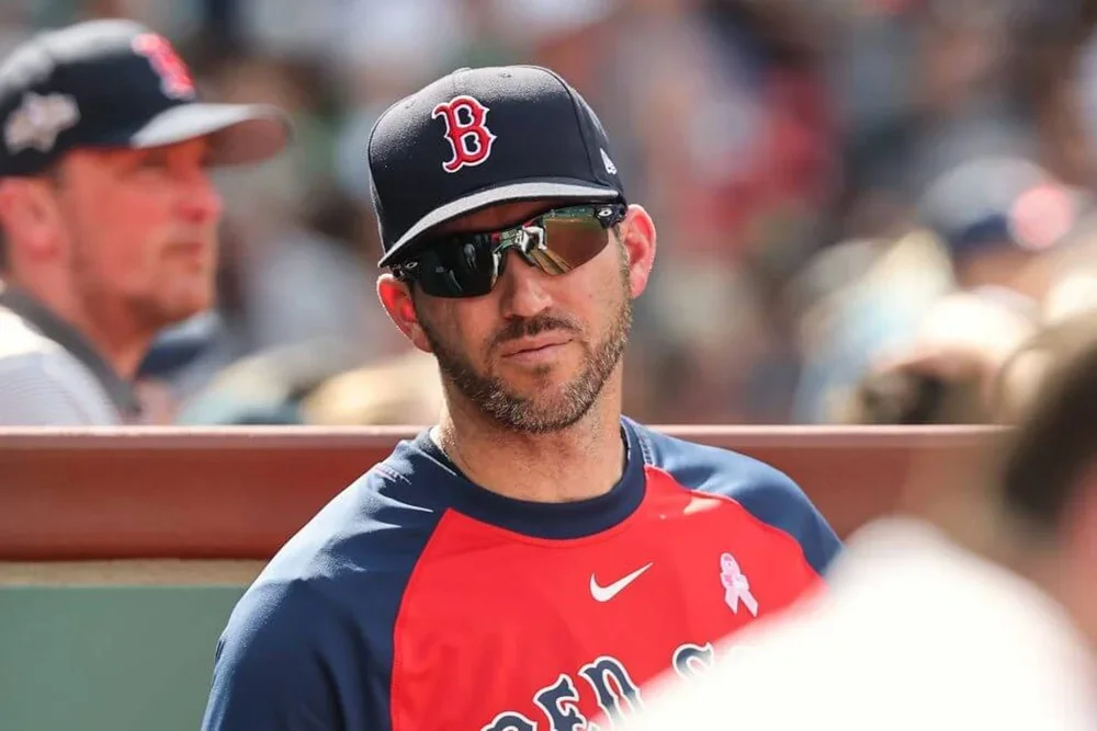 Red Sox interim manager Chad Tracy looks on from the dugout during Sunday's 4-1 loss to the Rays at Fenway Park.