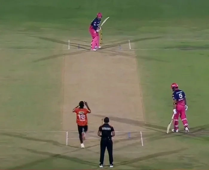 Vaibhav Sooryavanshi taking strike in stance