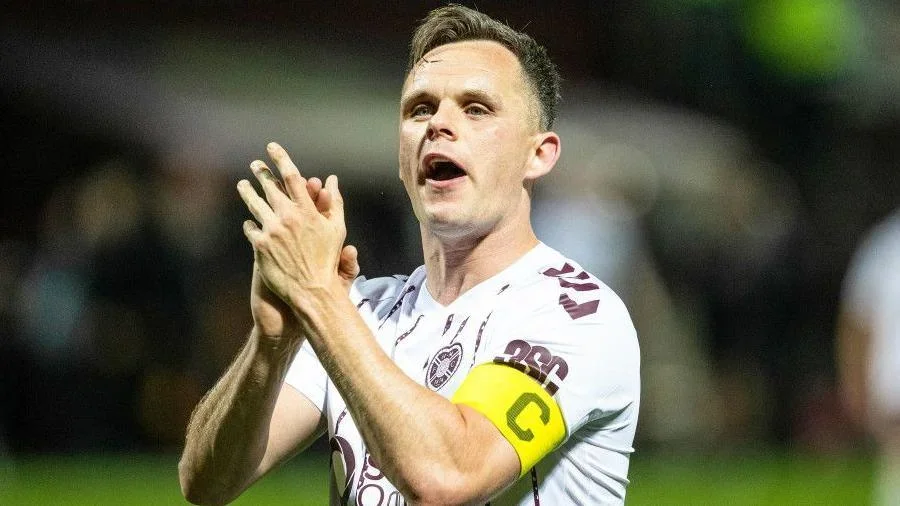 Hearts' Lawrence Shankland at full-time during the Premiership match between Motherwell and Heart of Midlothian in May 2026